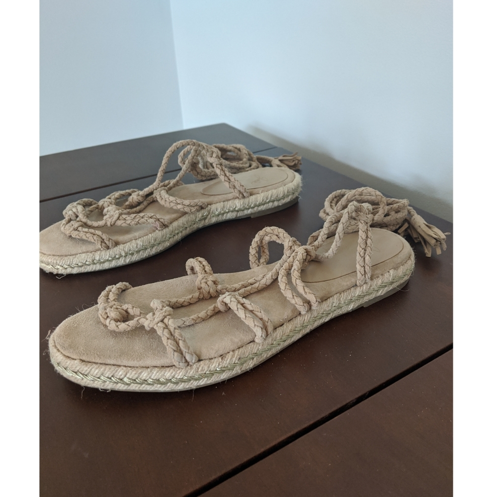 Joie Lace-Up Braided Suede Flat Gladiator Sandal
